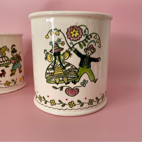 Vintage folklore canister ceramic jar kitchen set home decor poppytrail - Picture 2 of 6
